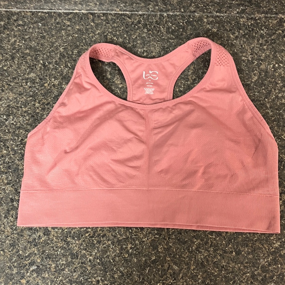 under control racer back for large bust sports bra dusty pink 2X